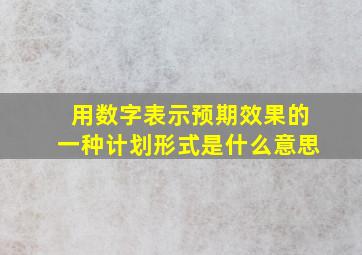 用数字表示预期效果的一种计划形式是什么意思