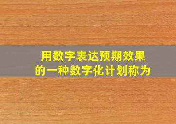 用数字表达预期效果的一种数字化计划称为