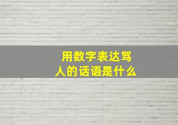 用数字表达骂人的话语是什么