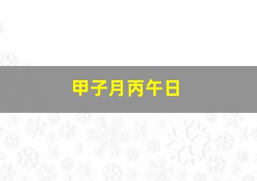 甲子月丙午日