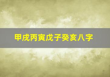 甲戌丙寅戊子癸亥八字