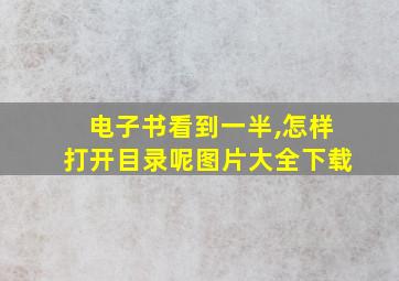 电子书看到一半,怎样打开目录呢图片大全下载