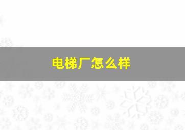 电梯厂怎么样