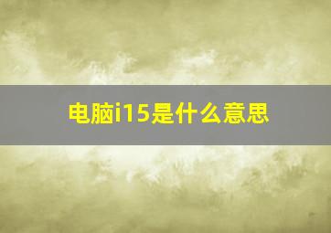 电脑i15是什么意思