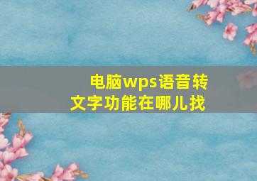 电脑wps语音转文字功能在哪儿找