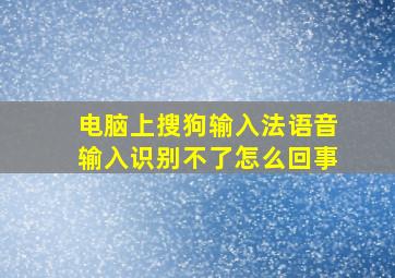 电脑上搜狗输入法语音输入识别不了怎么回事