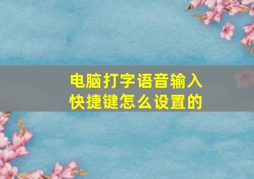 电脑打字语音输入快捷键怎么设置的