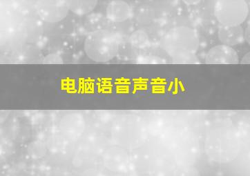 电脑语音声音小