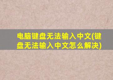 电脑键盘无法输入中文(键盘无法输入中文怎么解决)