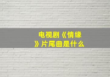 电视剧《情缘》片尾曲是什么