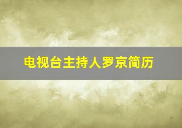 电视台主持人罗京简历