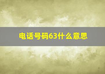 电话号码63什么意思