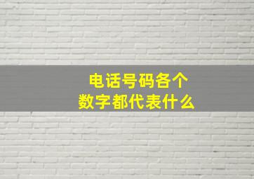 电话号码各个数字都代表什么