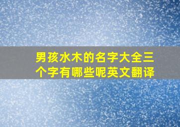 男孩水木的名字大全三个字有哪些呢英文翻译