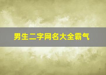 男生二字网名大全霸气