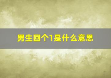 男生回个1是什么意思