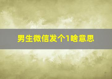 男生微信发个1啥意思