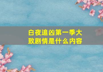 白夜追凶第一季大致剧情是什么内容