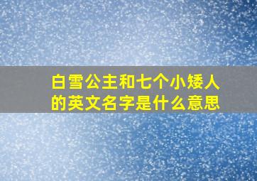 白雪公主和七个小矮人的英文名字是什么意思