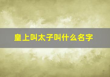 皇上叫太子叫什么名字