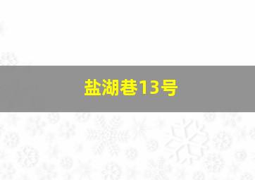 盐湖巷13号