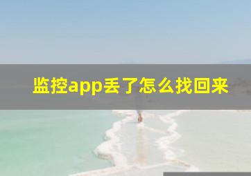 监控app丢了怎么找回来