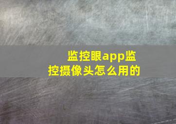 监控眼app监控摄像头怎么用的