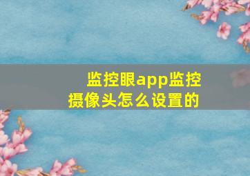 监控眼app监控摄像头怎么设置的