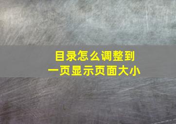 目录怎么调整到一页显示页面大小