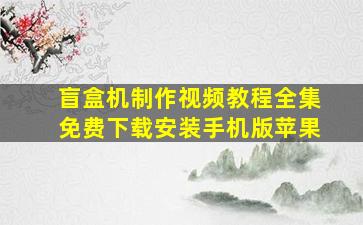 盲盒机制作视频教程全集免费下载安装手机版苹果