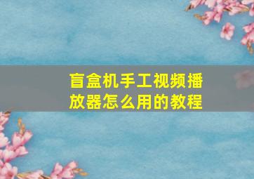 盲盒机手工视频播放器怎么用的教程