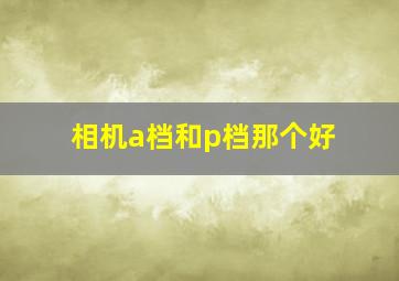 相机a档和p档那个好