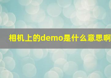 相机上的demo是什么意思啊