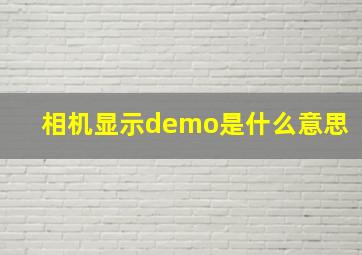 相机显示demo是什么意思