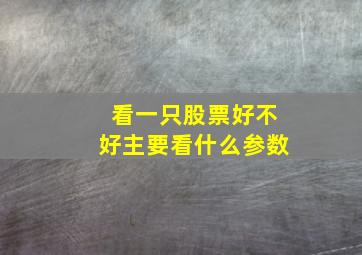 看一只股票好不好主要看什么参数