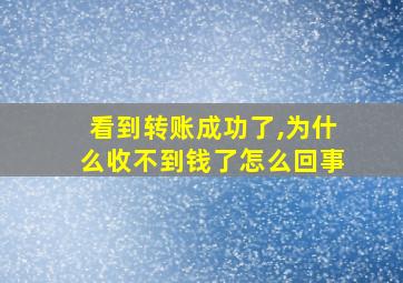 看到转账成功了,为什么收不到钱了怎么回事