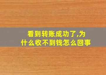 看到转账成功了,为什么收不到钱怎么回事