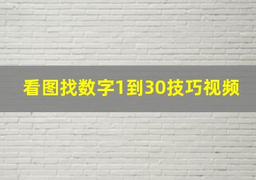 看图找数字1到30技巧视频