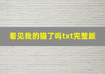 看见我的猫了吗txt完整版