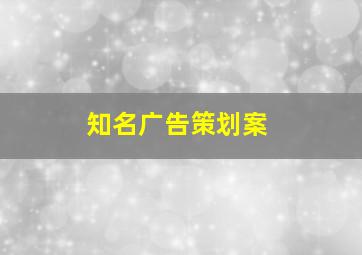 知名广告策划案