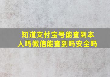 知道支付宝号能查到本人吗微信能查到吗安全吗