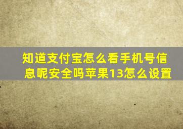 知道支付宝怎么看手机号信息呢安全吗苹果13怎么设置