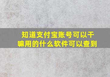 知道支付宝账号可以干嘛用的什么软件可以查到