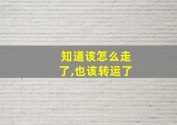 知道该怎么走了,也该转运了