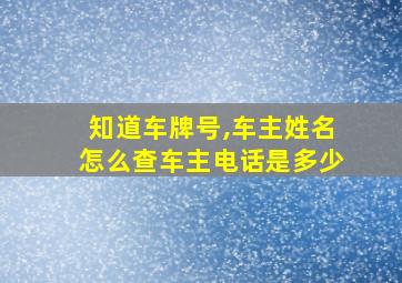 知道车牌号,车主姓名怎么查车主电话是多少