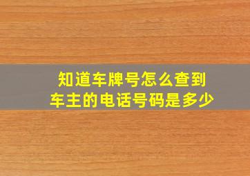 知道车牌号怎么查到车主的电话号码是多少