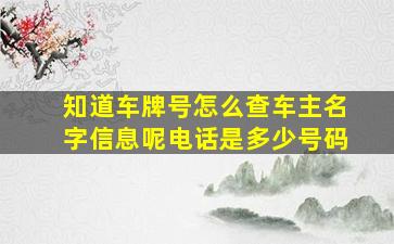 知道车牌号怎么查车主名字信息呢电话是多少号码