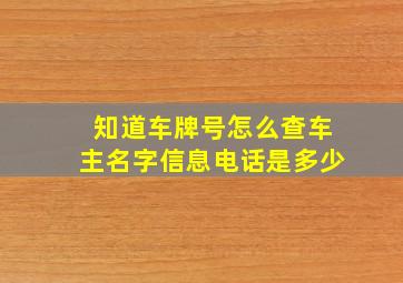 知道车牌号怎么查车主名字信息电话是多少