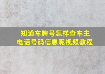 知道车牌号怎样查车主电话号码信息呢视频教程