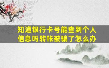 知道银行卡号能查到个人信息吗转帐被骗了怎么办